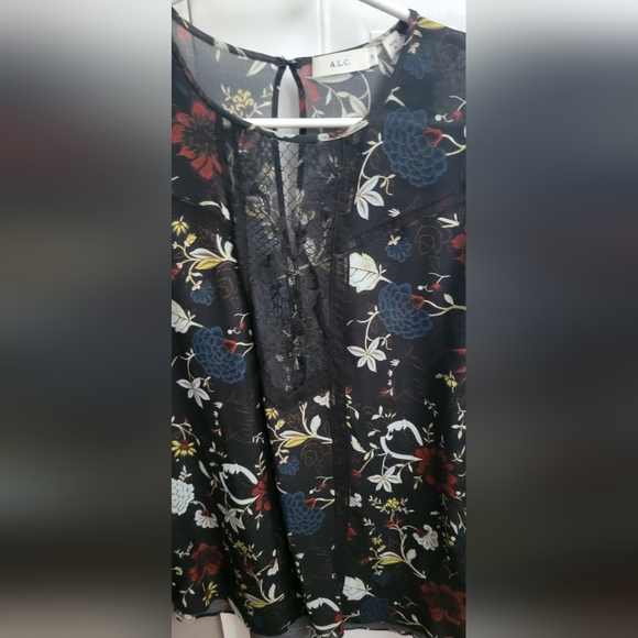 A.L.C. Silk Top with Lace Inlay Size 10 - Picture 7 of 7